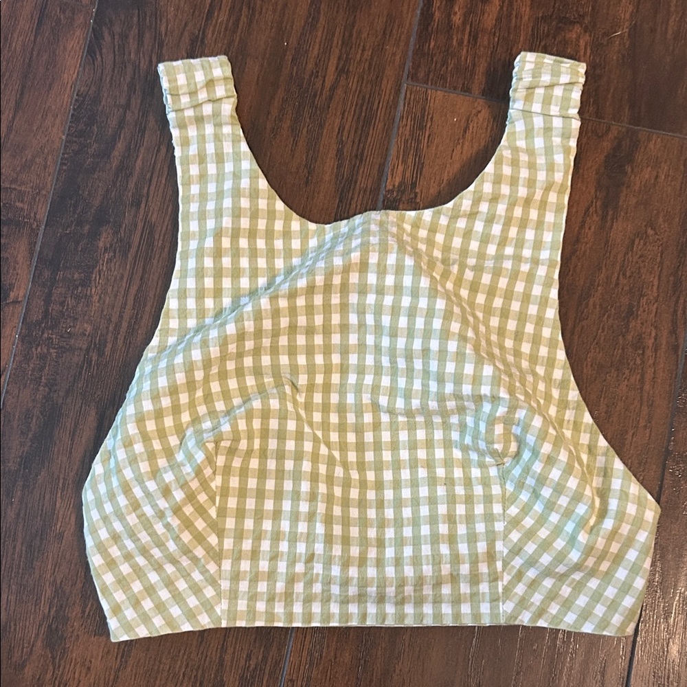 ZARA Women's Green Gingham Crop Tank Top